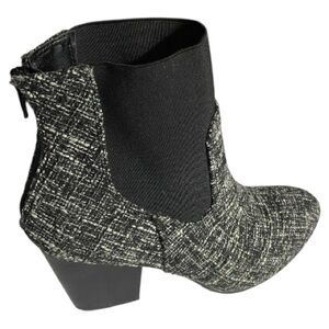 DIBA Tweed Ankle Booties, Sz 8.5, Chunky Stacked heel, Dark Academia, Badie